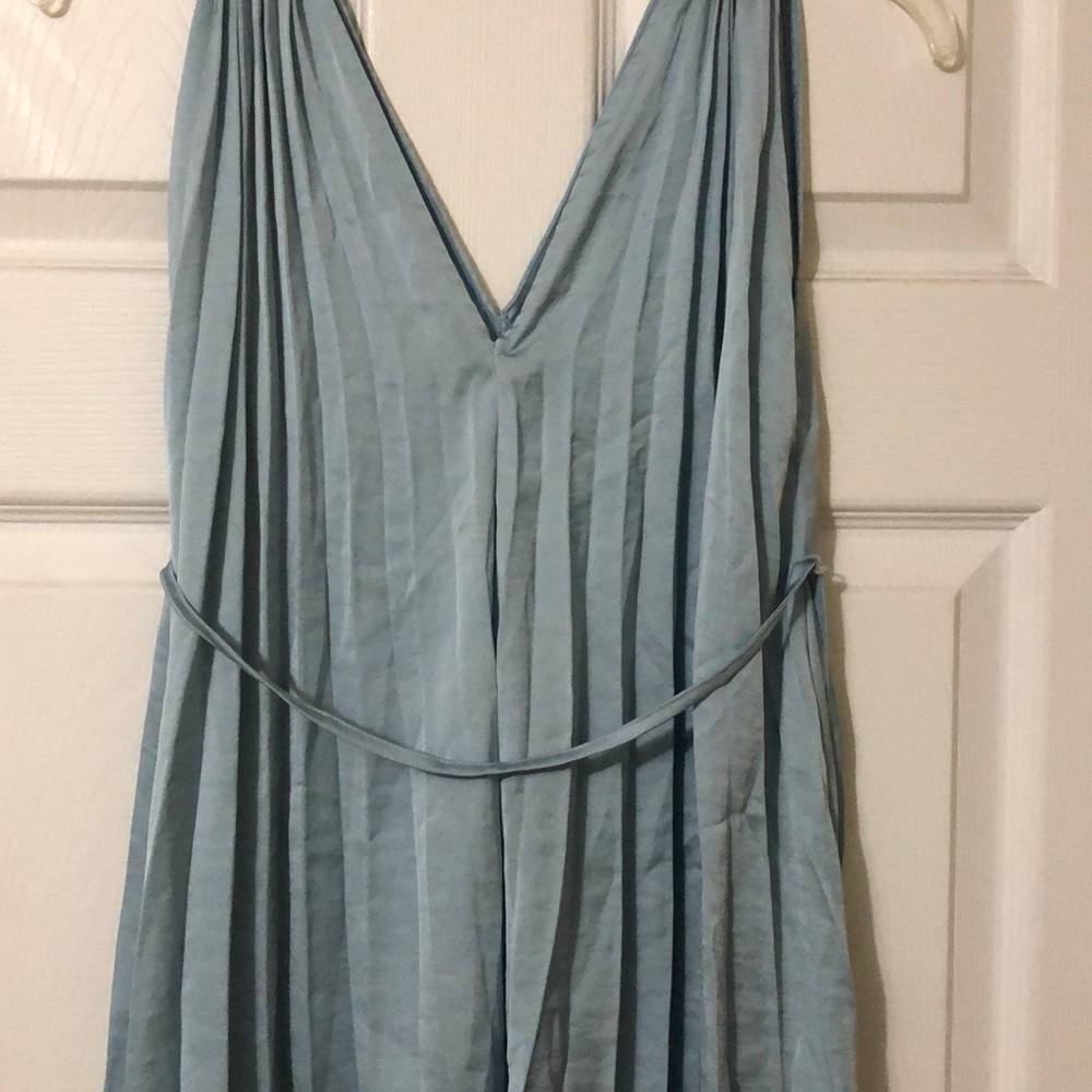 Never work pleated maternity dress in baby blue